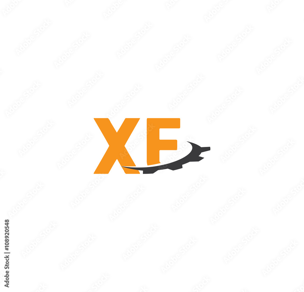 Obraz premium xe alphabet with swoosh gears