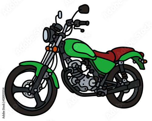 Green motorbike / Hand drawing, vector illustration