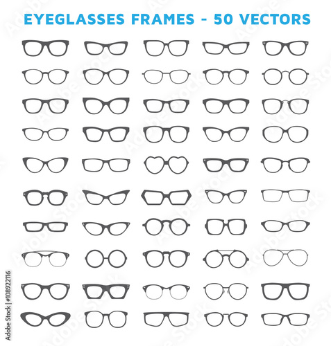 Set of custom glasses isolated.  Glasses model icons, man, Sunglasses, eyeglasses isolated on white. 