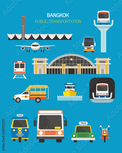 Thailand Transportation Objects Set, Mode of Transport, Station
