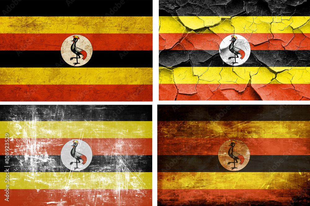 Naklejka premium Uganda flag collection. 4 different flags on white background