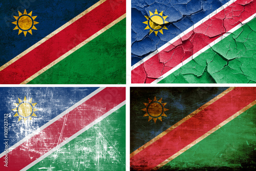 Namibia flag collection. 4 different flags on white background