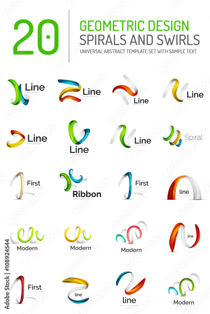 Logo collection, ribbon waves, swirls, spirals Logo collection, ribbon waves, swirls, spirals