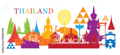 Thailand Landmark Colorful Shapes, Travel Attraction, Traditional Culture