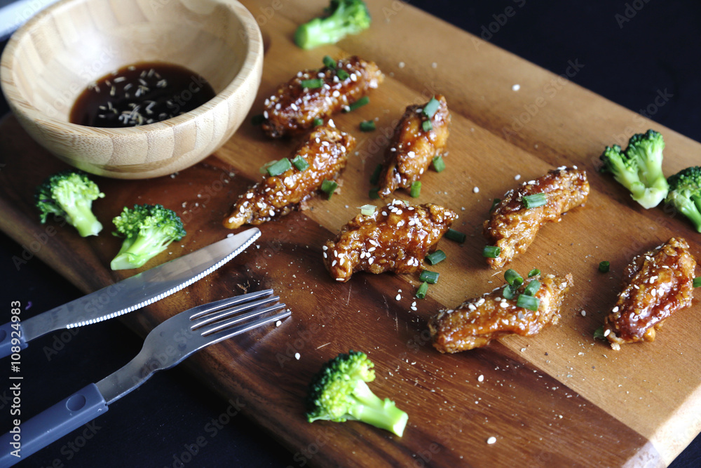 Korean sauce fried chicken wing Stock Photo | Adobe Stock