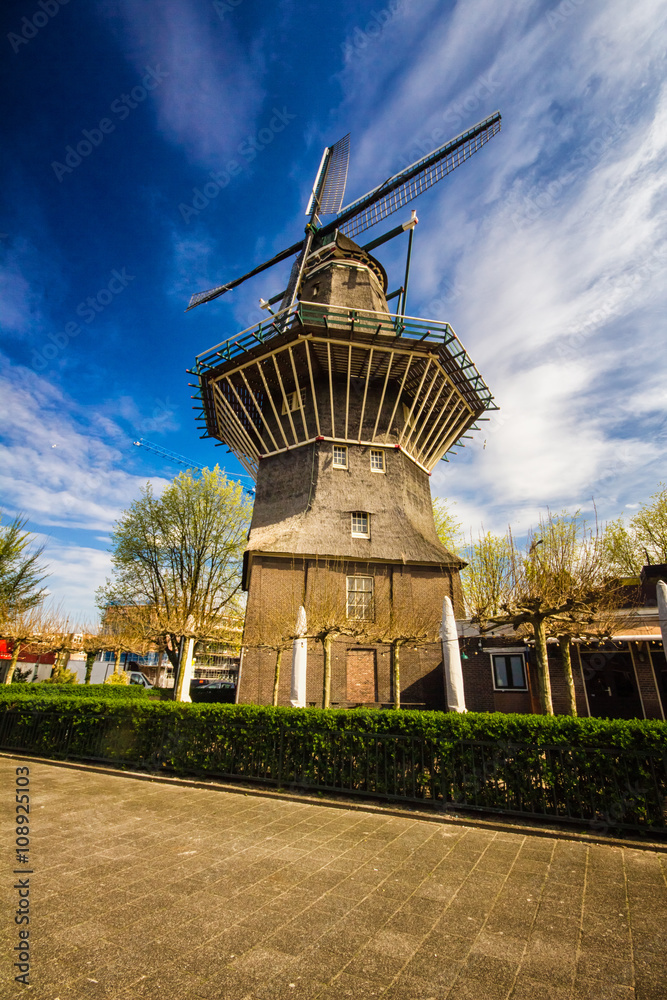 Historical church and famous floating Chinese restaurant in Amsterdam