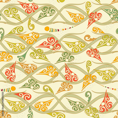 Floral pattern with curly leaves © ekazansk