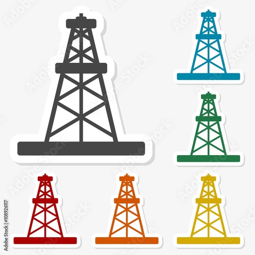 Multicolored paper stickers - Oil rig