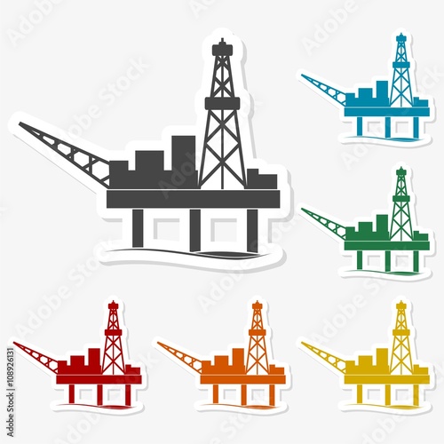 Multicolored paper stickers - Oil rig