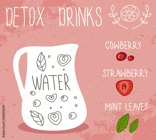 Detox drink. Vector illustration.