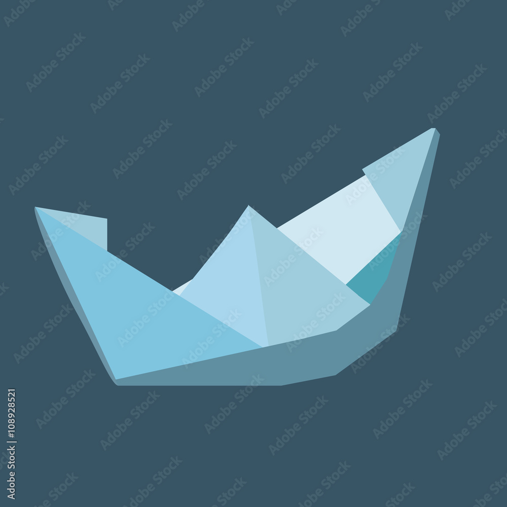 Векторный бумажный кораблик в голубом цвете Stock-vektor | Adobe Stock