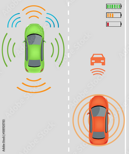 Electric re-charging lane Wireless charging system for electric vehicles. Charge while in motion on smart highway. Smart car wireless charging  Smart car/ Intelligent vehicle