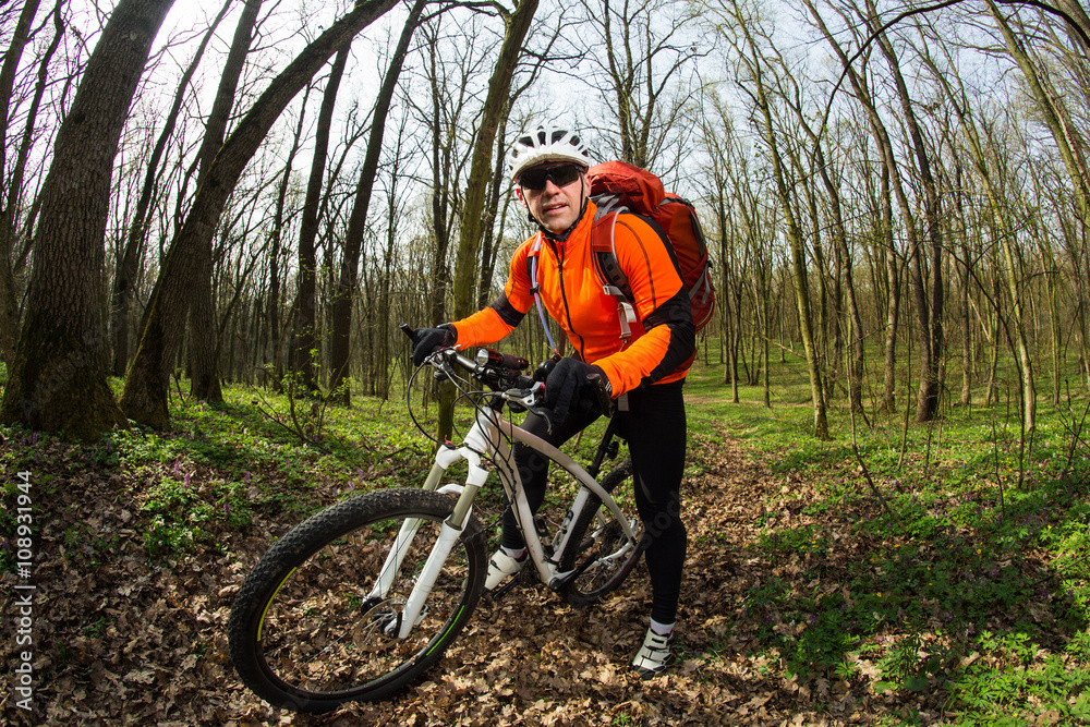 Fototapeta premium Cyclist Riding the Bike