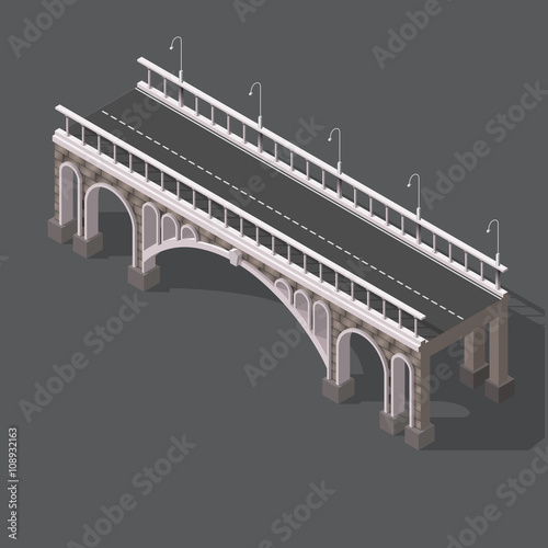 Isometric drawing of a stone bridge
