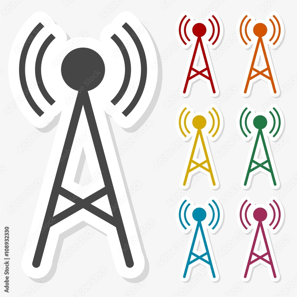 Multicolored paper stickers - Transmitter icon