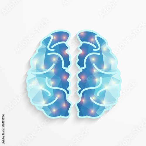 Human Brain polygonal shape with lights spot activity