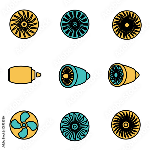 Trendy flat line icon pack for designers and developers. Vector line turbines icon set, turbines icon object, turbines icon picture - stock vector