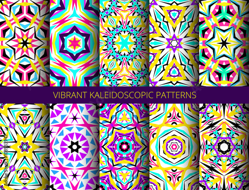 Bright kaleidoscopic patterns set