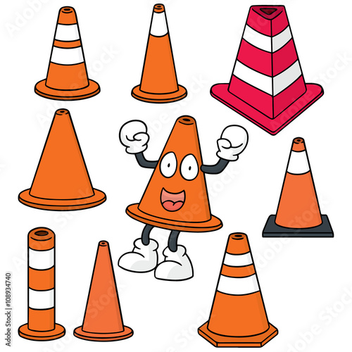vector set of traffic cone
