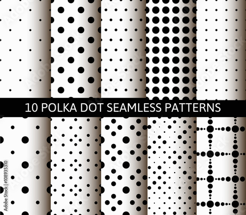 Unusual black white polka dot pattern set