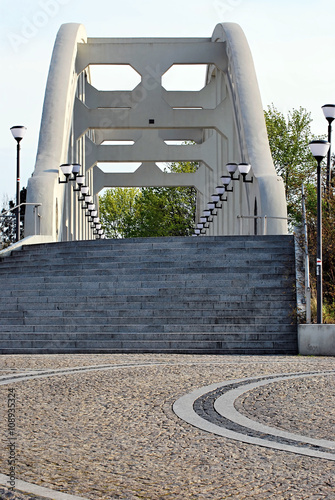 Most Sokolovskych hrdinu concrete bridge with stairs and lamps in Karvina city photo