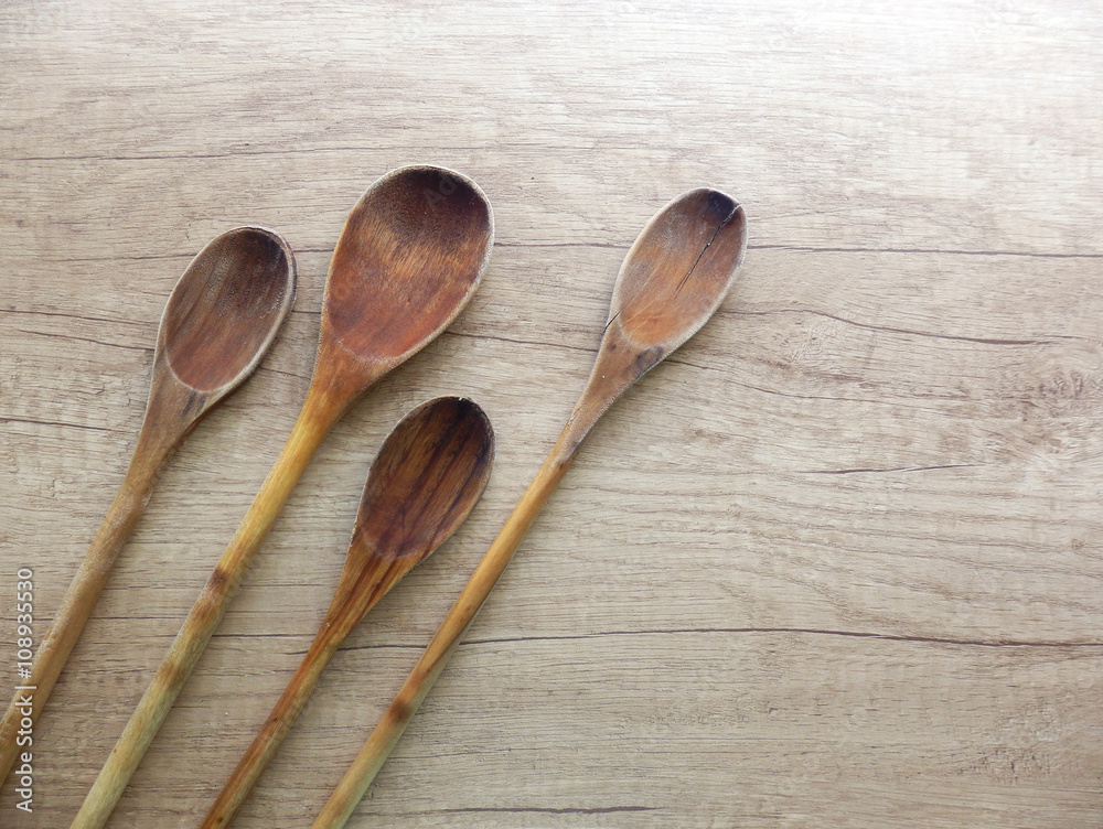 kitchen still life with old cooking spoons on vintage wooden table kitchen still life with old cooking spoons on vintage wooden table