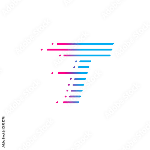 Abstract letter T logo fast speed  moving delivery Digital