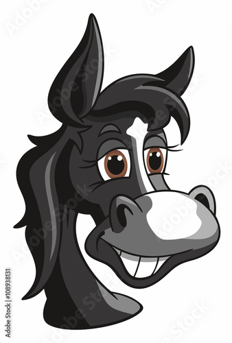 Fototapeta Naklejka Na Ścianę i Meble -  Pferd Portrait Rappe Cartoon