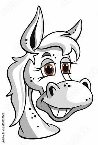 Fototapeta Naklejka Na Ścianę i Meble -  Pferd Portrait Schimmel Cartoon