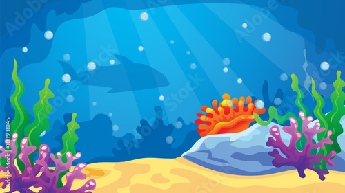 Fototapeta Naklejka Na Ścianę i Meble -  Game Underwater World Background