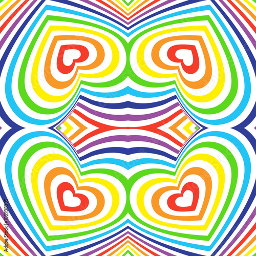 Three-dimensional volumetric seamless pattern. colorful rainbow on white background. vector