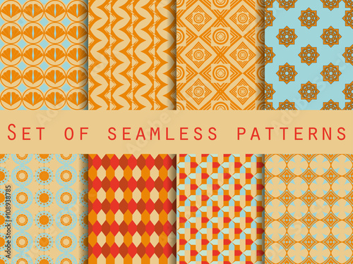 Set of ethnic seamless patterns. The pattern for wallpaper, tiles, fabrics and designs. Vector.