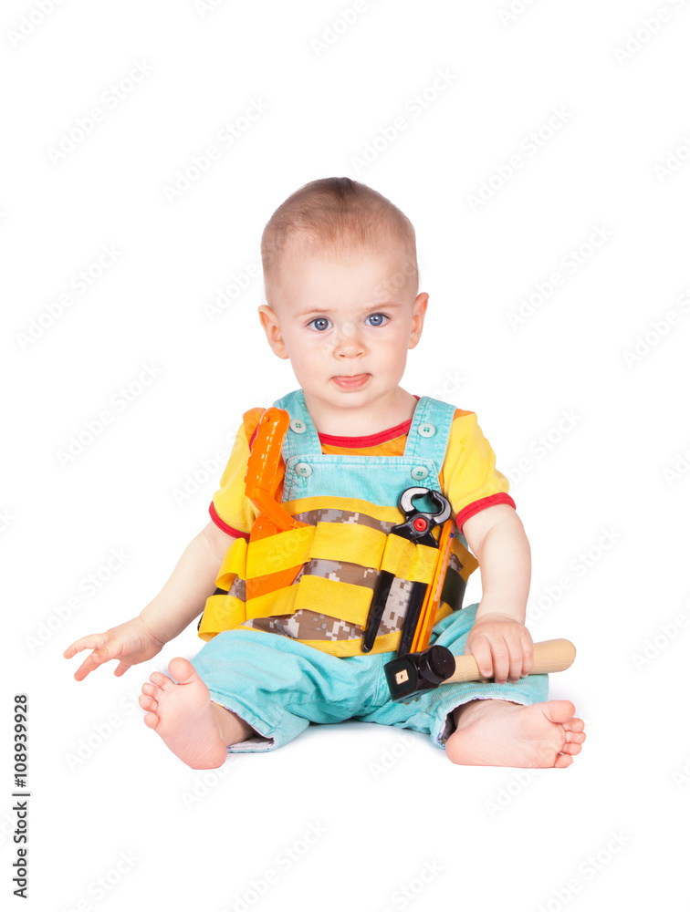 Baby and children's toy instruments on a white background. Baby and children's toy instruments on a white background.