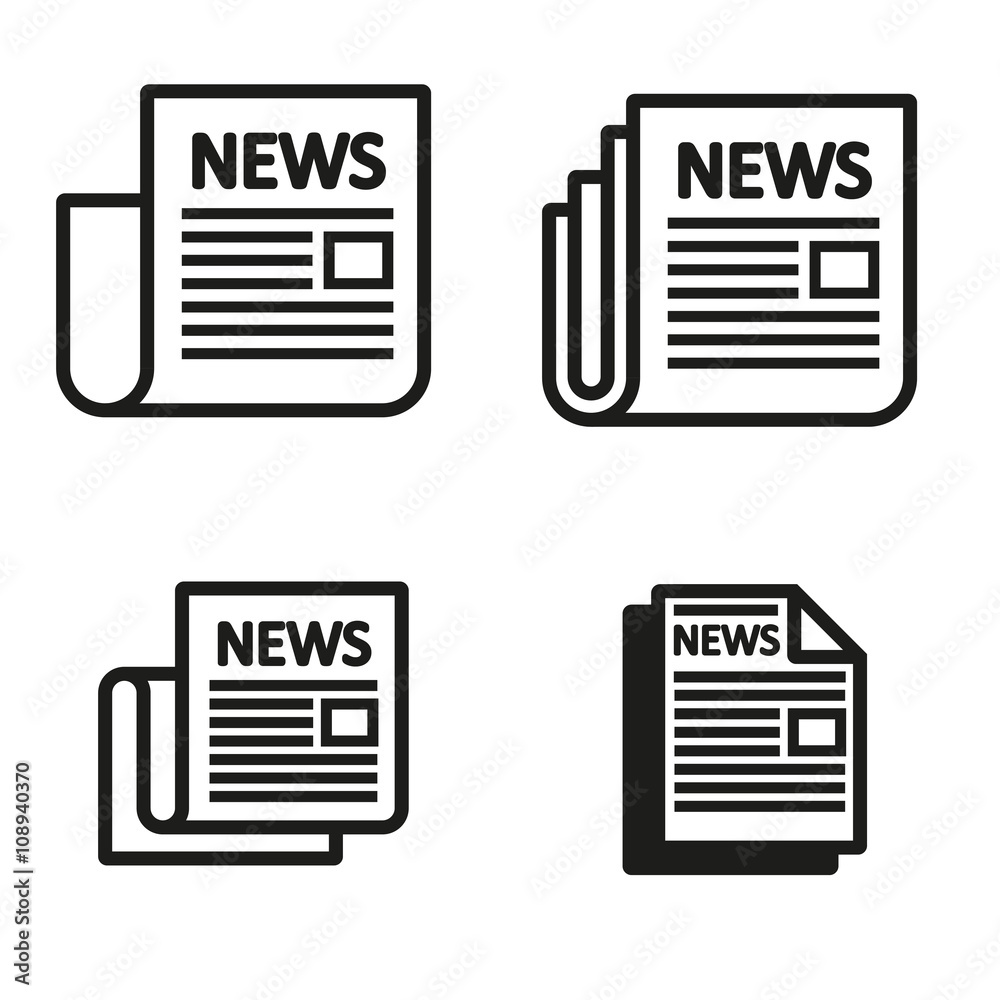 Vector black newspaper icons set on white background. Icon of news Stock Vector Adobe Stock