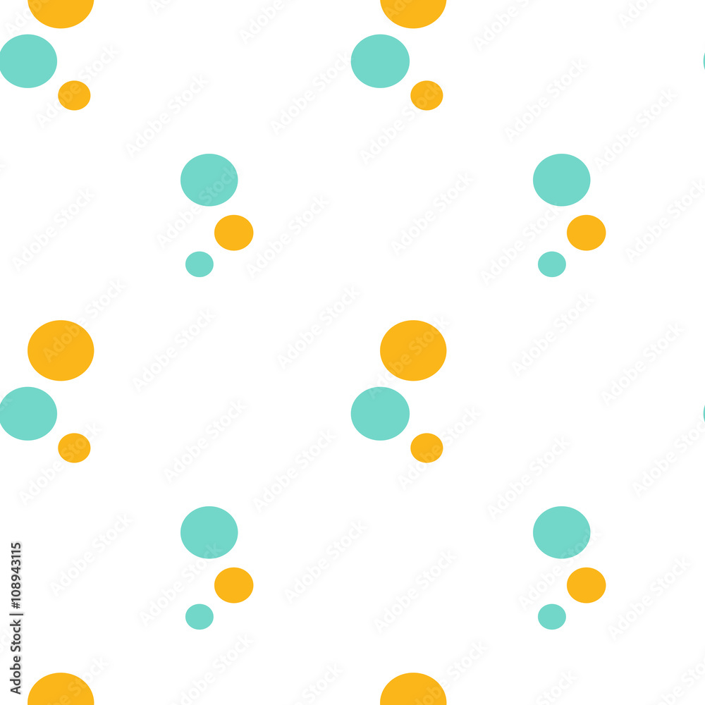 abstract seamless vector pattern background illustration with blue and orange circles