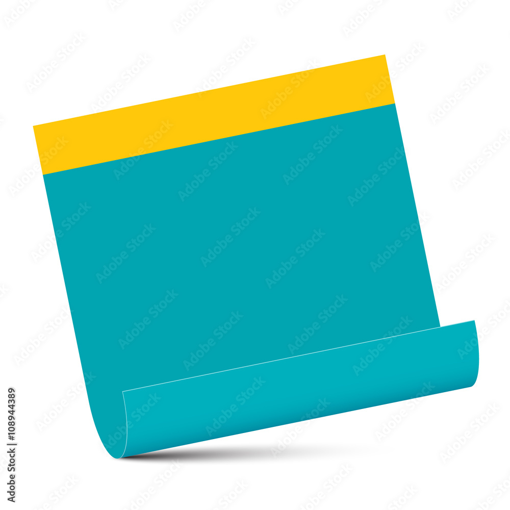 Empty Blue Paper with Yellow Edge Isolated on White Background Empty Blue Paper with Yellow Edge Isolated on White Background