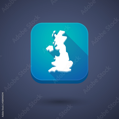 Square long shadow app button with a map of the UK