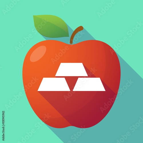 Long shadow red apple with three gold bullions