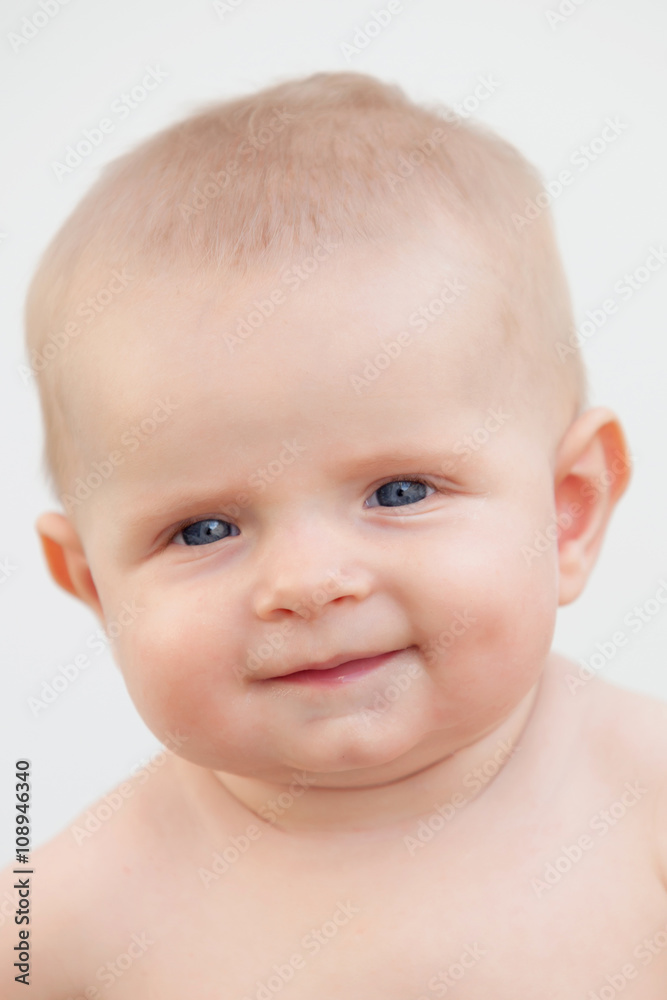 Little baby six month with blue eyes and blond hair Little baby six month with blue eyes and blond hair