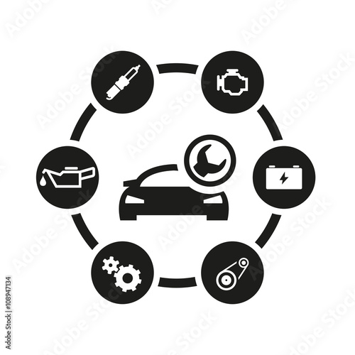 Vector black car service icon set. Car Service Icon Object, Car Service Icon Picture, Car Service Icon Image - stock vector