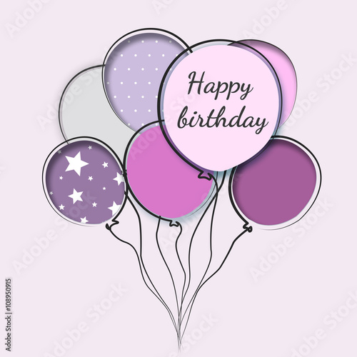 Greeting card with balloons birthday