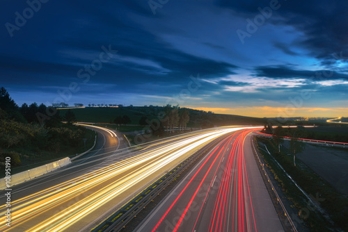 Long-exposure sunset over a highway © tomaspic