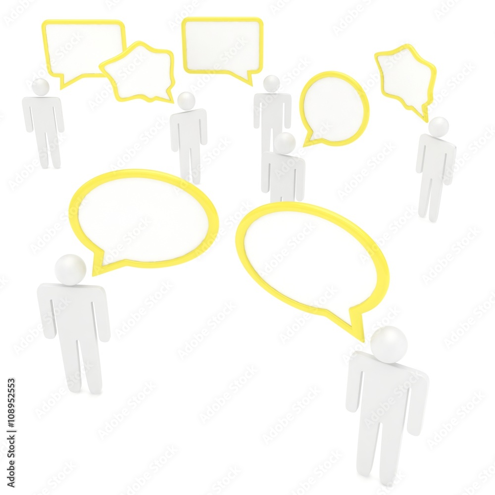 people with talk bubbles isolated over a white background. 3d rendering. people with talk bubbles isolated over a white background. 3d rendering.