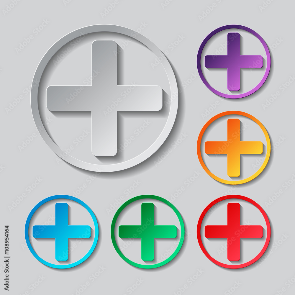 Medical cross icon. Paper style colored set Medical cross icon. Paper style colored set