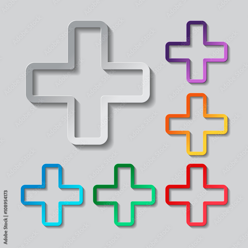 Medical cross icon. Paper style colored set Medical cross icon. Paper style colored set