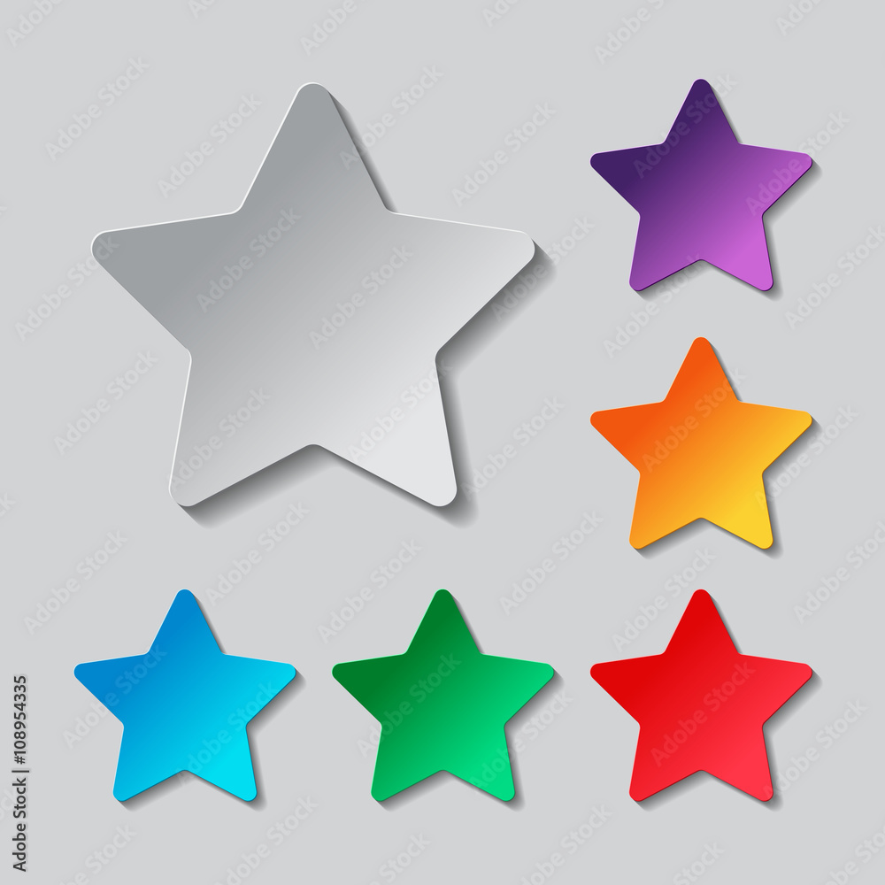 Star icon set. paper design with colored objects Star icon set. paper design with colored objects