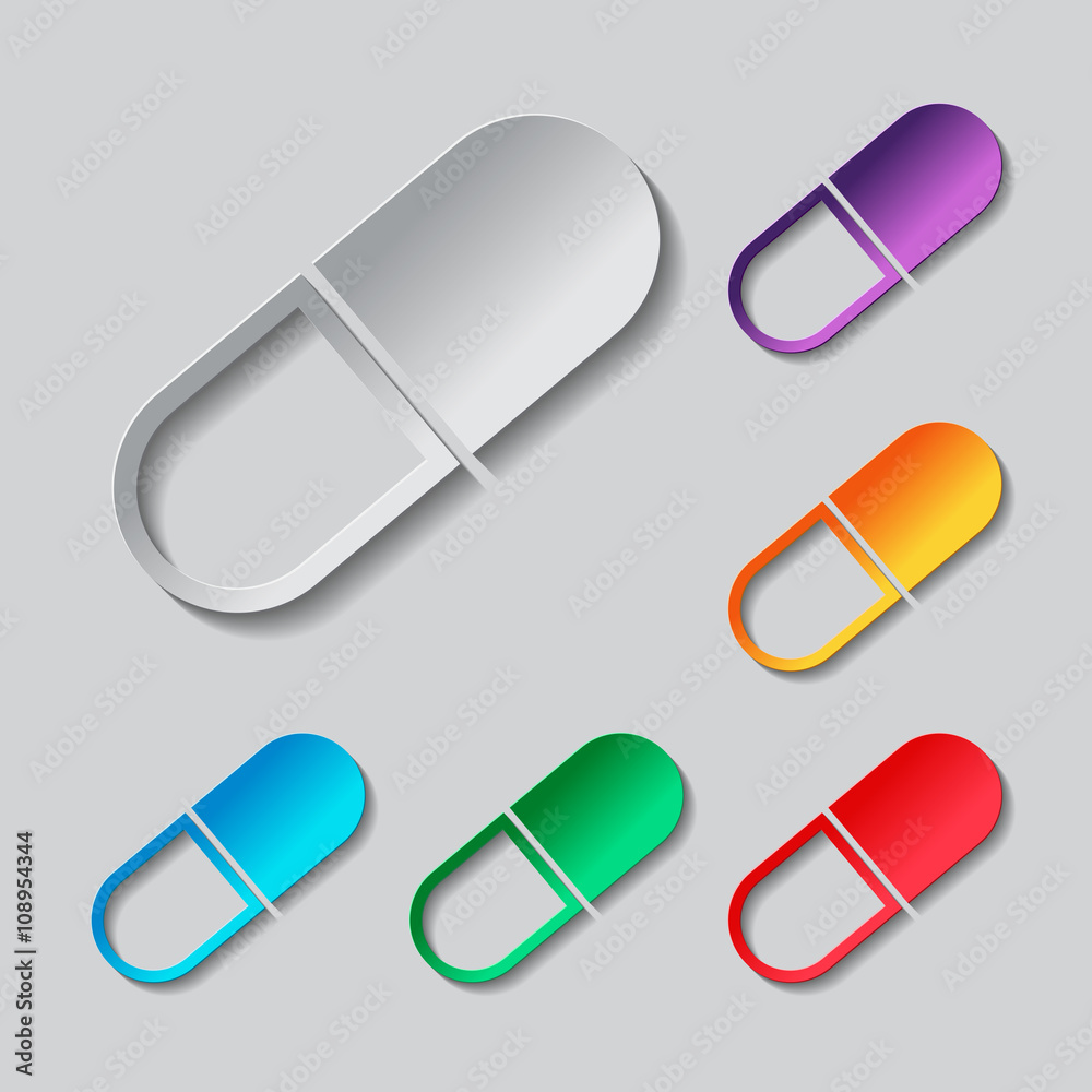 tablet icon set. paper design with colored objects tablet icon set. paper design with colored objects