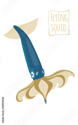 Flying Squid, vector cartoon illustration. photo