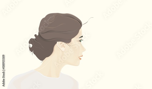 Face dark-haired girl. This vector portrait of the dark-haired girl.