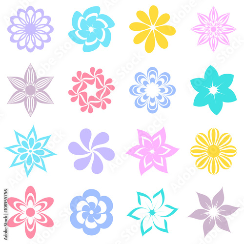 Abstract vector colorful flower icons